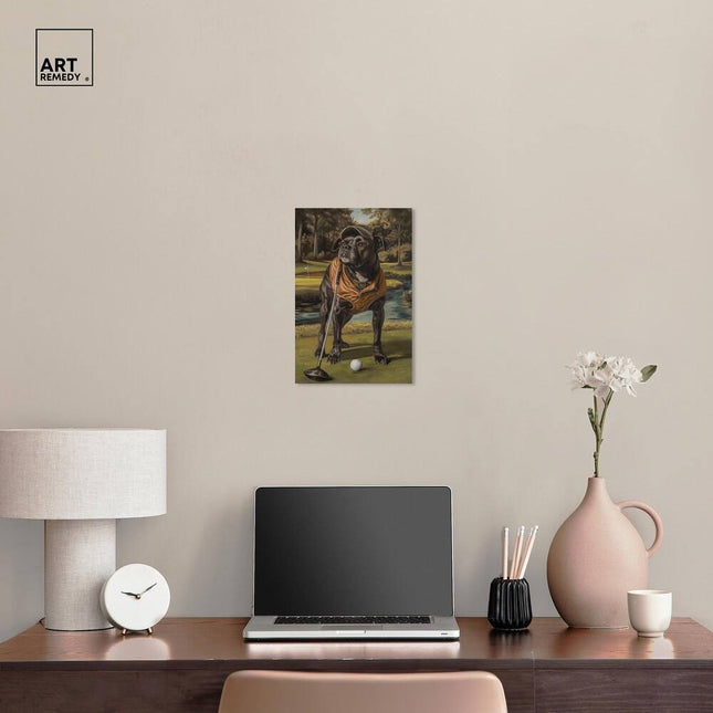 Golf Pup Vintage Portrait Canvas by Art Remedy Wall Art 10x15