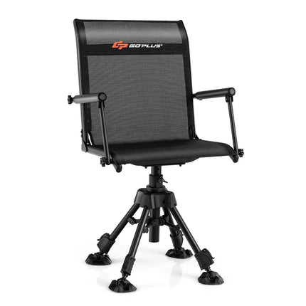 Swivel Hunting Chair with 360° Adjustable Legs Folding Black
