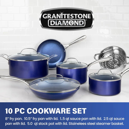 10-Piece Blue Nonstick Cookware Set – Durable Kitchen Pots & Pans