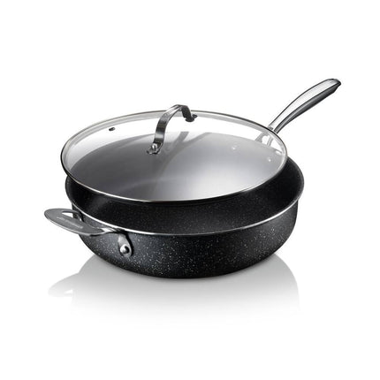5.5 QT Jumbo Nonstick Deep Saute Pan with Glass Lid Large Frying Cooker