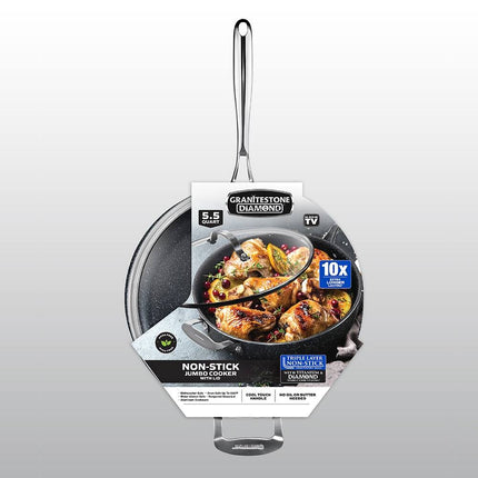 5.5 QT Jumbo Nonstick Deep Saute Pan with Glass Lid Large Frying Cooker