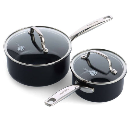 Prime Midnight 1qt & 2qt Sauce Pan Set Nonstick Cookware Kitchen Pots