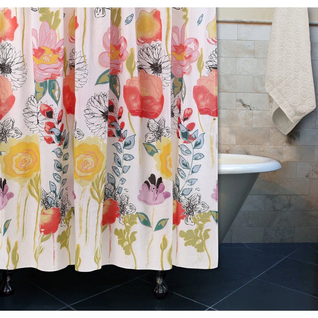 Watercolor Dream White Shower Curtain for Elegant Bathroom Décor