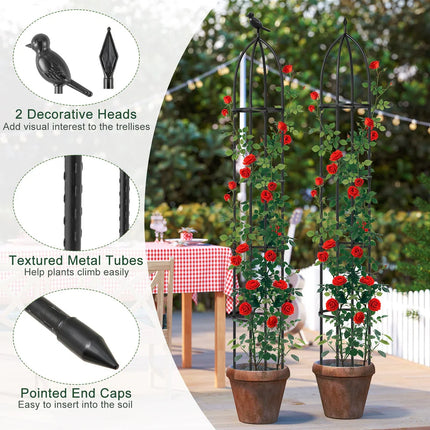 2-Pack Garden Obelisk Trellis for Climbing Plants Rustproof Metal Support
