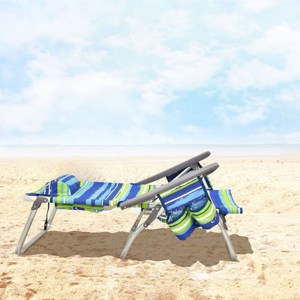 2PCS Folding Backpack Beach Chair Reclining Camping Chair with Carry Straps