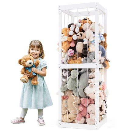 300L Large Stuffed Animal Storage Organizer - Space-Saving Toy Storage Bag - White