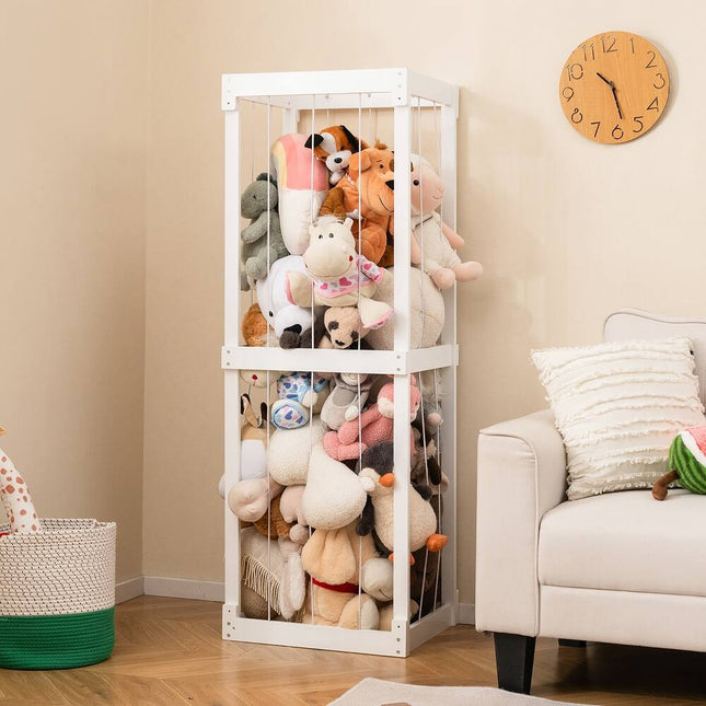 300L Large Stuffed Animal Storage Organizer - Space-Saving Toy Storage Bag - White