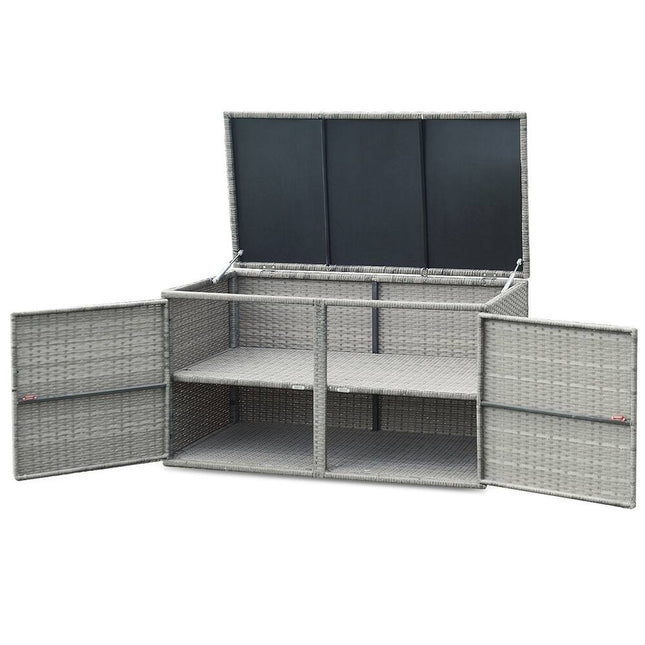 88 Gallon Rattan Storage Box Outdoor Patio Container Seat Storage Bench