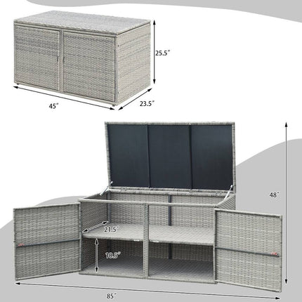 88 Gallon Rattan Storage Box Outdoor Patio Container Seat Storage Bench