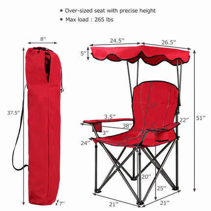 Folding Canopy Camping Chair Portable Beach Chair with Carry Bag Shade
