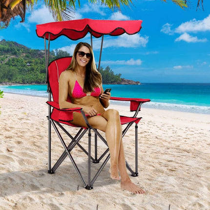 Folding Canopy Camping Chair Portable Beach Chair with Carry Bag Shade