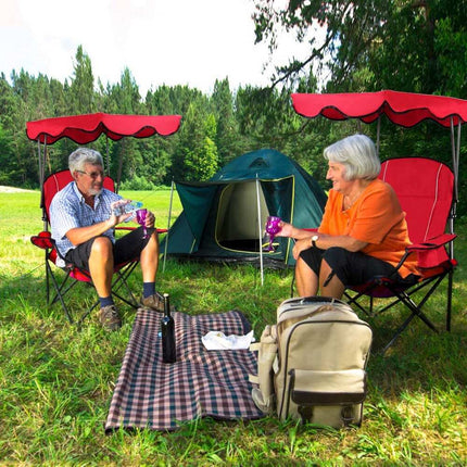 Folding Canopy Camping Chair Portable Beach Chair with Carrying Bag Outdoor Red