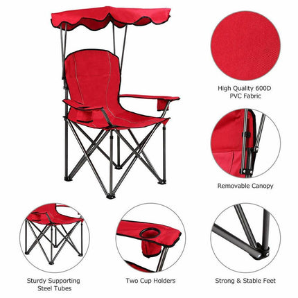 Folding Canopy Camping Chair Portable Beach Chair with Carry Bag Shade