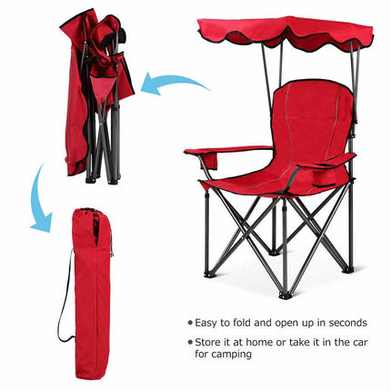 Folding Canopy Camping Chair Portable Beach Chair with Carry Bag Shade