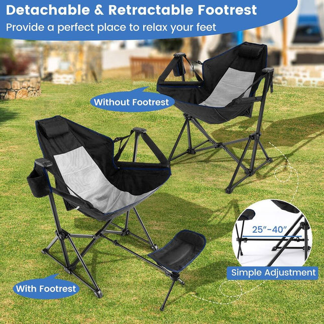 Hammock Chair for Camping – Retractable Footrest + Carry Bag Included