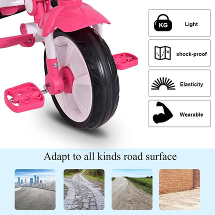 Pink Baby Stroller Tricycle Detachable Learning Toy Bike for Toddlers