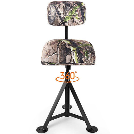 Swivel Hunting Chair Tripod Blind Stool – Detachable Backrest, 16"x15"x30"