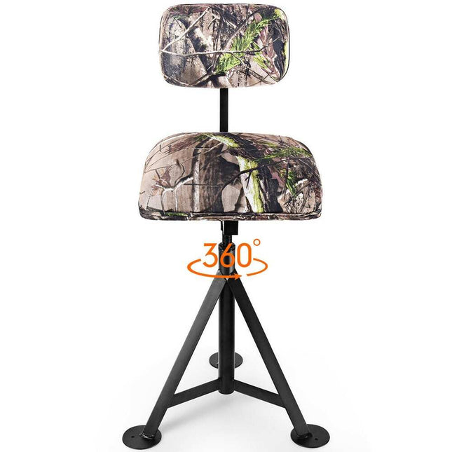 Swivel Hunting Chair Tripod Blind Stool – Detachable Backrest, 16"x15"x30"