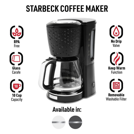 Starbeck Drip Coffee Maker 1.5L 10 Cup Automatic Coffee Machine