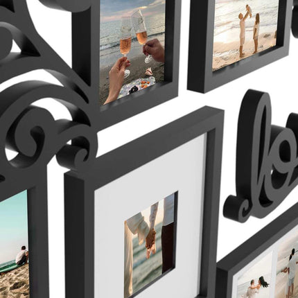 Heart-Shaped Photo Frame Set Wall Hanging Picture Frames Black Home Decor