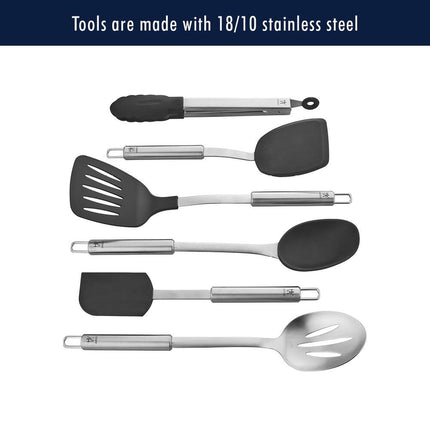 6 Piece Stainless Steel Kitchen Cooking Tools Set Spatula Tongs Spoon