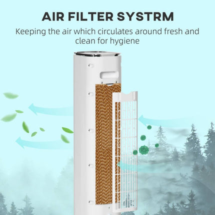 Evaporative Air Cooler Oscillating Ice Tower Fan 3 Modes Remote Timer White