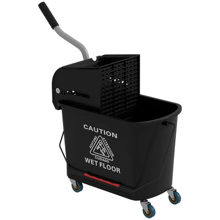 21 Quart Mop Bucket with Wringer on Wheels, Separate Clean and Dirty Water System