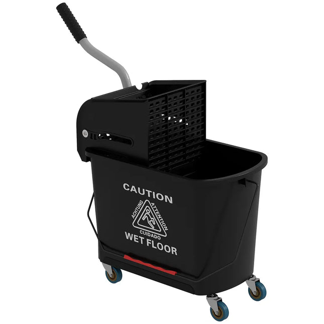 21 Quart Mop Bucket with Wringer on Wheels, Separate Clean and Dirty Water System