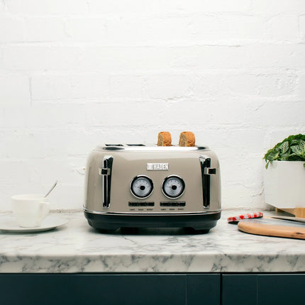 Dorset Stainless Steel 4-Slice Toaster Wide Slot Kitchen Appliance
