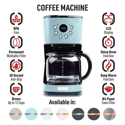 12-Cup Heritage Coffee Maker Programmable Drip Coffee Machine Timer