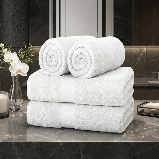 4 Pcs Cotton Hand Towels 600 GSM 18x28 Inch Soft Bathroom Towel Set
