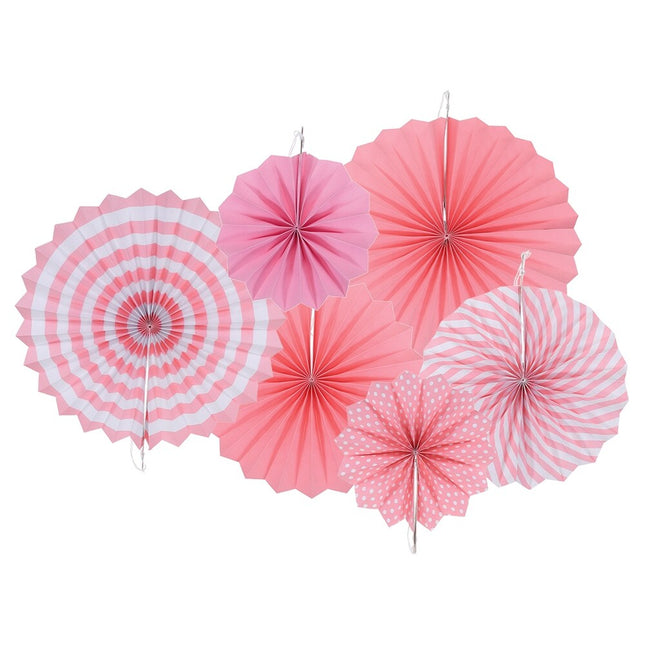 6-Piece Hanging Paper Fans Set – Party & Birthday Decorations