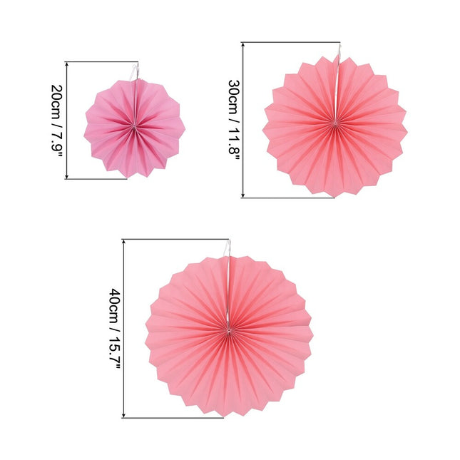 6-Piece Hanging Paper Fans Set – Party & Birthday Decorations