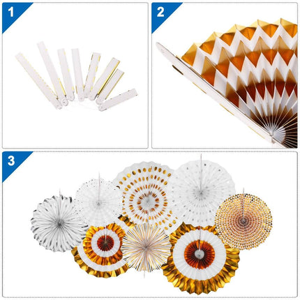 Yellow Paper Decorations Hanging Fans Set of 6 Party Supplies