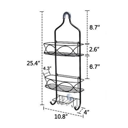 Hanging Shower Caddy Over Showerhead with Hooks Bathroom Organizer Rack