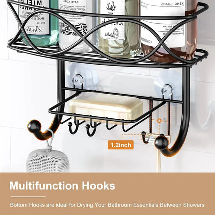 Hanging Shower Caddy Over Showerhead with Hooks Bathroom Organizer Rack