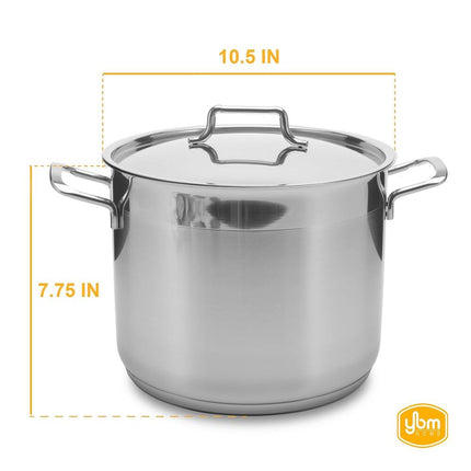 9 Qt Stainless Steel Stock Pot 18/10 Induction Oven Safe Covered Cookware