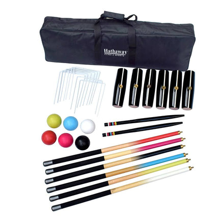 Deluxe 6-Player Croquet Set Multi Color Outdoor Lawn Game Complete Kit
