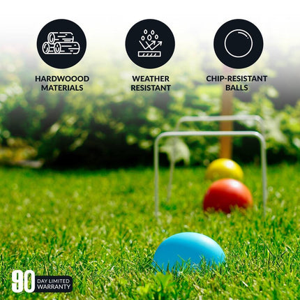 Deluxe 6-Player Croquet Set Multi Color Outdoor Lawn Game Complete Kit