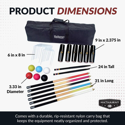 Deluxe 6-Player Croquet Set Multi Color Outdoor Lawn Game Complete Kit
