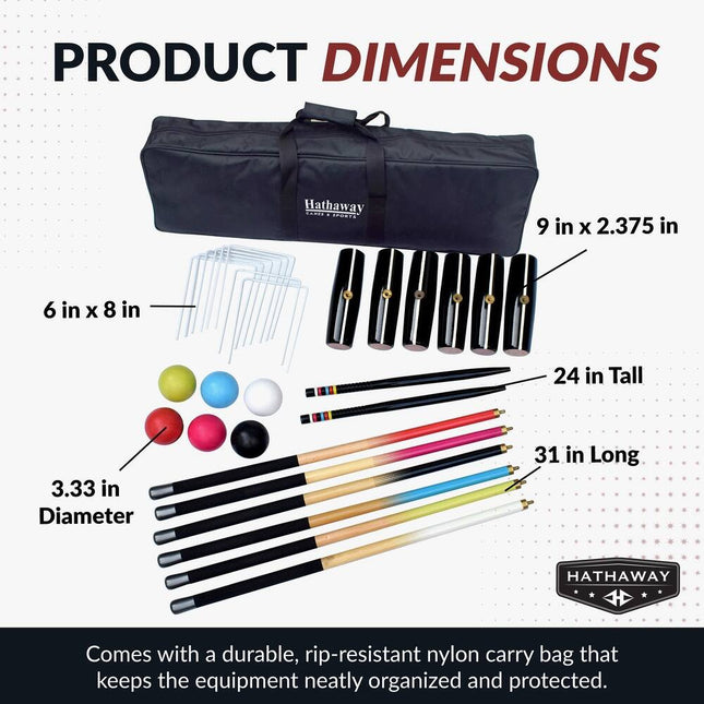 Deluxe 6-Player Croquet Set Multi Color Outdoor Lawn Game Complete Kit