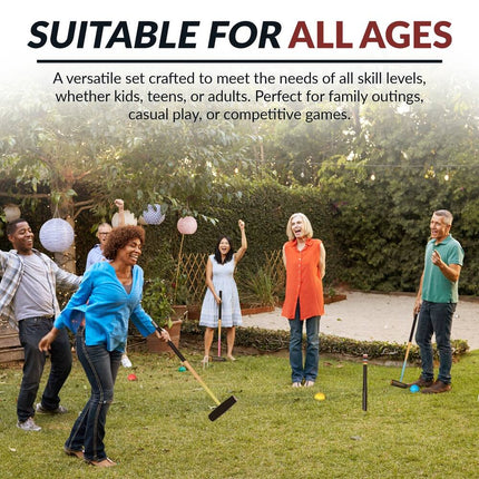 Deluxe 6-Player Croquet Set Multi Color Outdoor Lawn Game Complete Kit