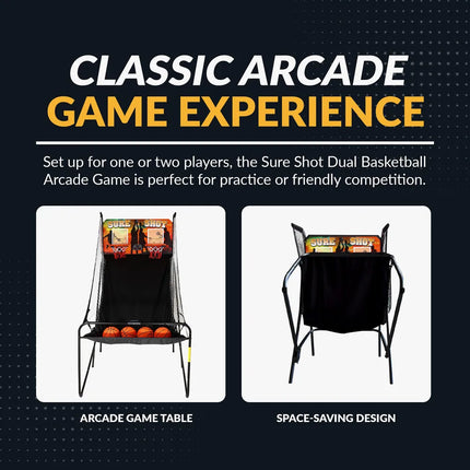 Sure Shot Dual Basketball Arcade Game 81” with Electronic LED Scoring