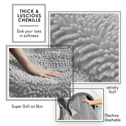 Empyrean Non-Slip Super Plush Chenille Bathroom Rugs Soft Absorbent Mat