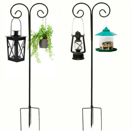 95" Height Adjustable Garden Shepherd Hook Plant Hanger Bird Feeder Pole, Black