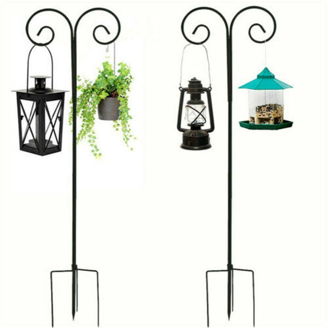 95" Height Adjustable Garden Shepherd Hook Plant Hanger Bird Feeder Pole, Black