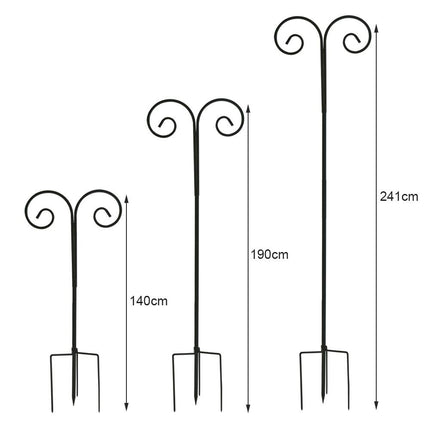 95" Height Adjustable Garden Shepherd Hook Plant Hanger Bird Feeder Pole, Black