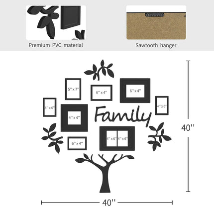 Black Wall Frame Family Tree Photo Frame – College Style Display