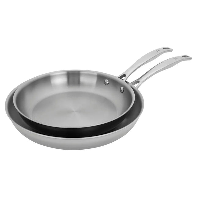 2 Pc Stainless Steel Fry Pan Set 10" 12" Clad H3 Professional Cookware