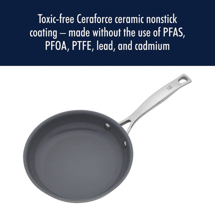 Clad H3 Stainless Steel Fry Pan Set 2 Pack 8 Inch 10 Inch Nonstick Ceramic